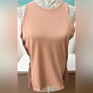 Womens Lululemon Tan Brown Purple Accents Lightweight Athletic Hiking Tank Top M